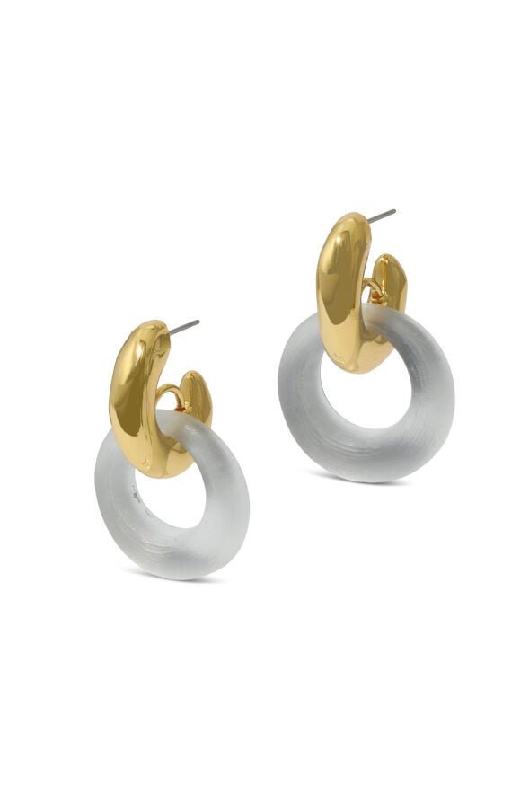 ALEXIS BITTAR-Liquid Lucite Door Knocker Earrings -Silver-SILVER