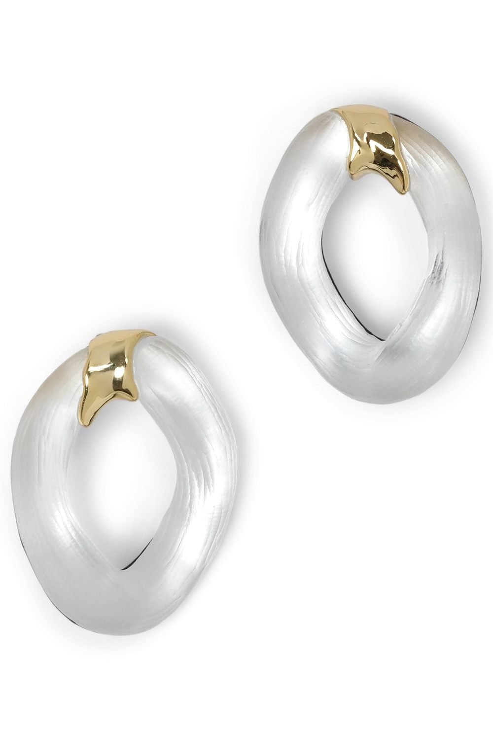 ALEXIS BITTAR-Lucite Molten Curb Link Earrings - Silver-SILVER
