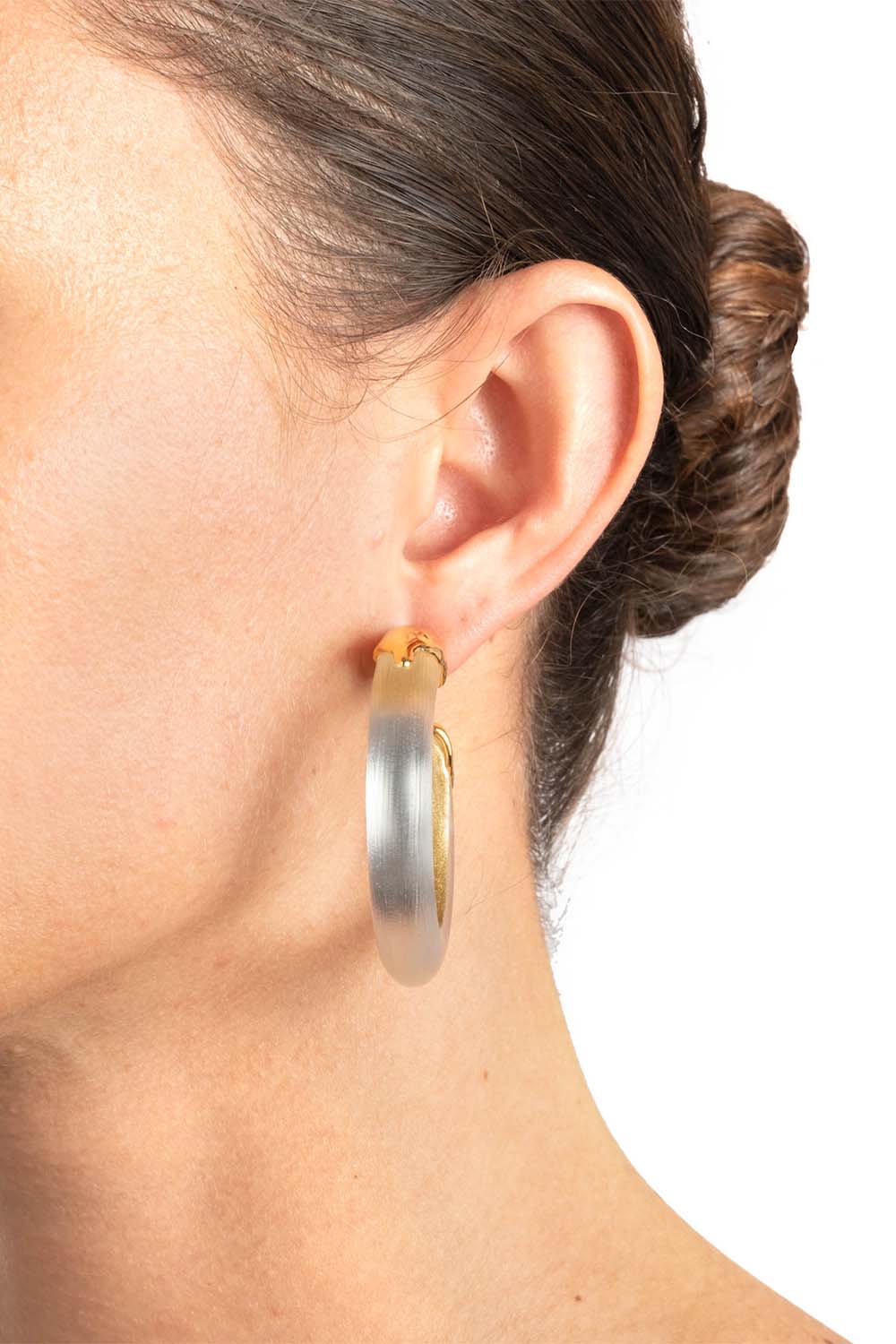 ALEXIS BITTAR-Luminous Lucite Dipped Hoop Earrings-SILVER