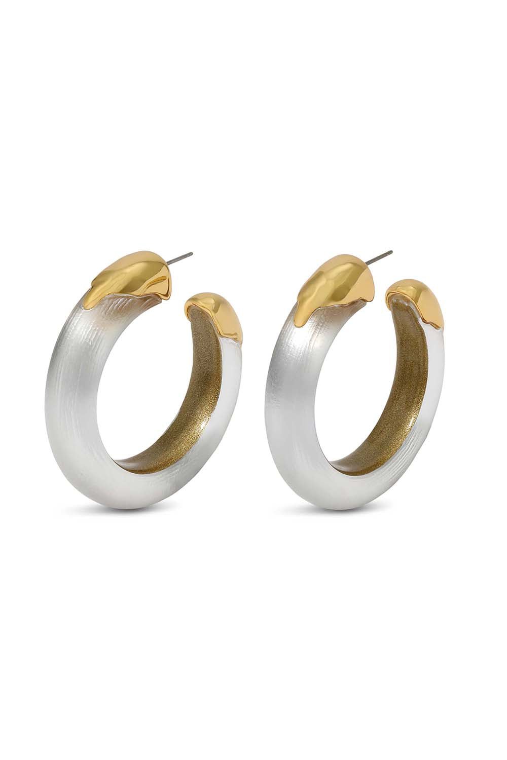 ALEXIS BITTAR-Luminous Lucite Dipped Hoop Earrings-SILVER