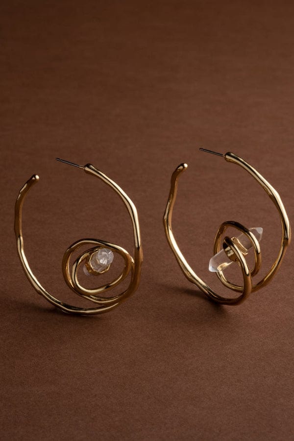 ALEXIS BITTAR-Large Twisted Gold Crystal Point Statement Earrings-STONES