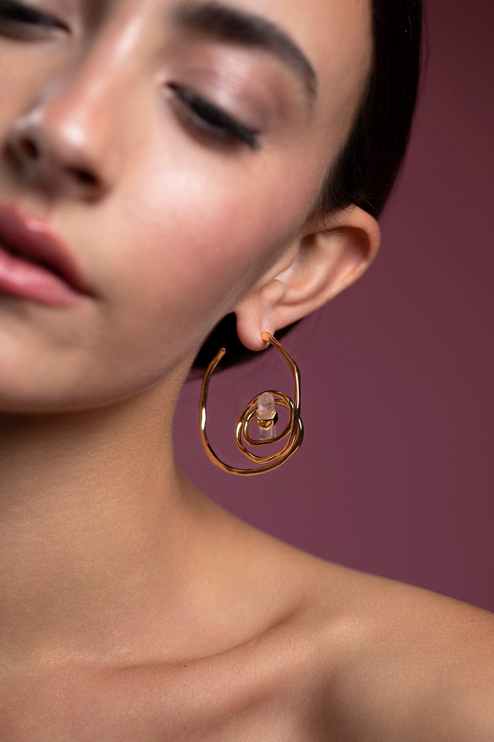 ALEXIS BITTAR-Large Twisted Gold Crystal Point Statement Earrings-STONES