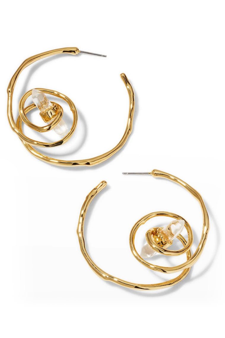 ALEXIS BITTAR-Large Twisted Gold Crystal Point Statement Earrings-STONES