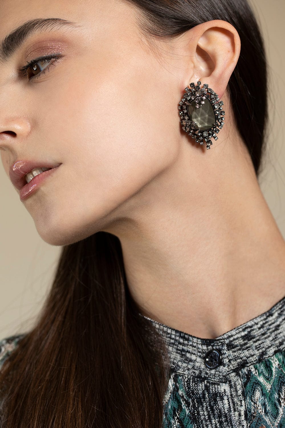 ALEXIS BITTAR-Mercury Punk Royale Clip On Earrings-STONES