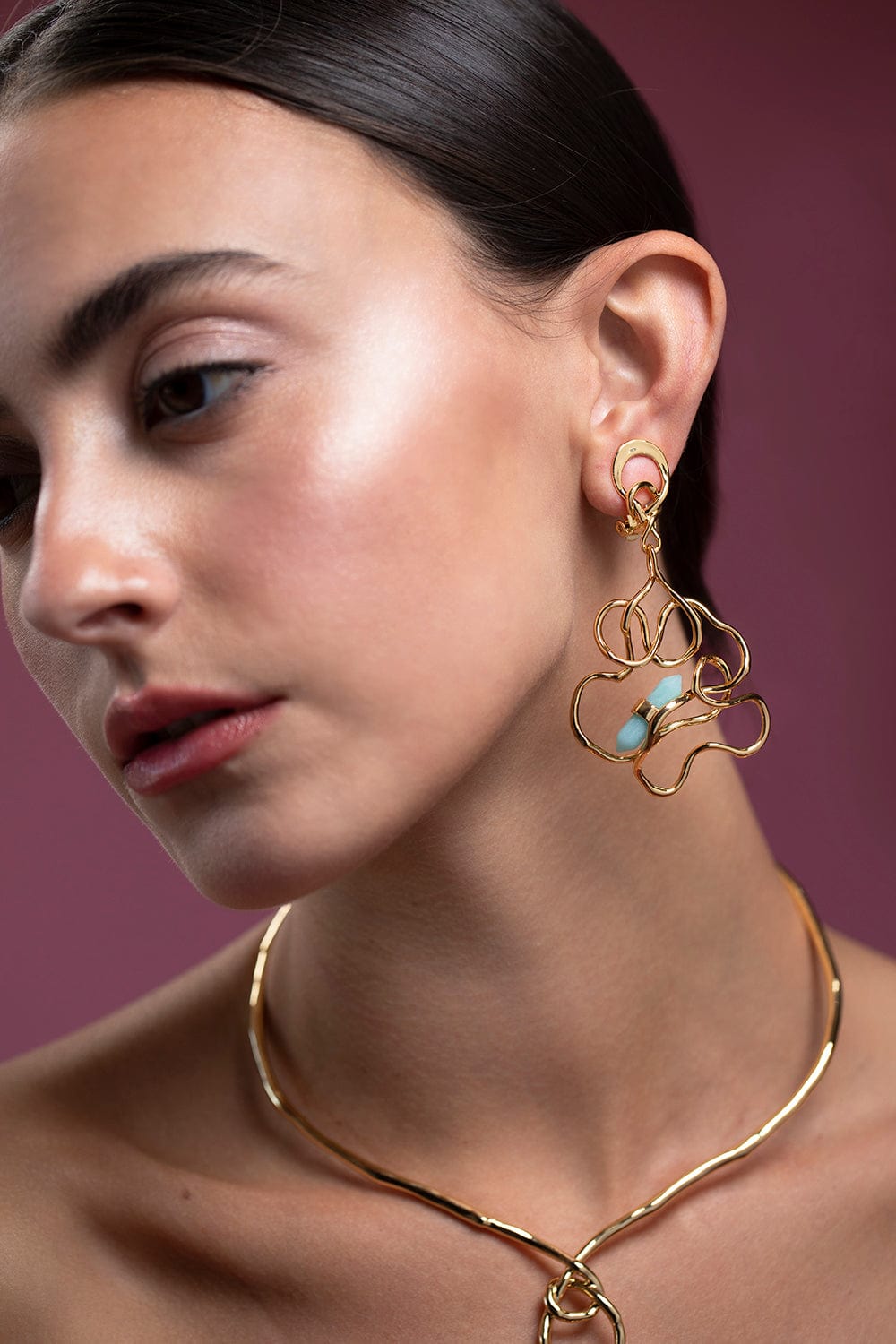 ALEXIS BITTAR-Twisted Gold Crystal Point Hoop Earrings-STONES