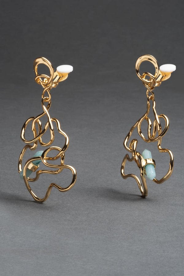 ALEXIS BITTAR-Twisted Gold Crystal Point Hoop Earrings-STONES