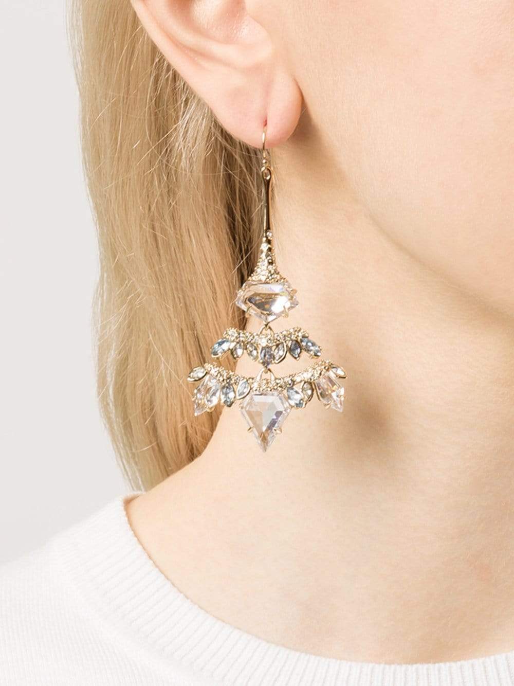 ALEXIS BITTAR-Chandelier Wire Cluster Earrings-WHITE