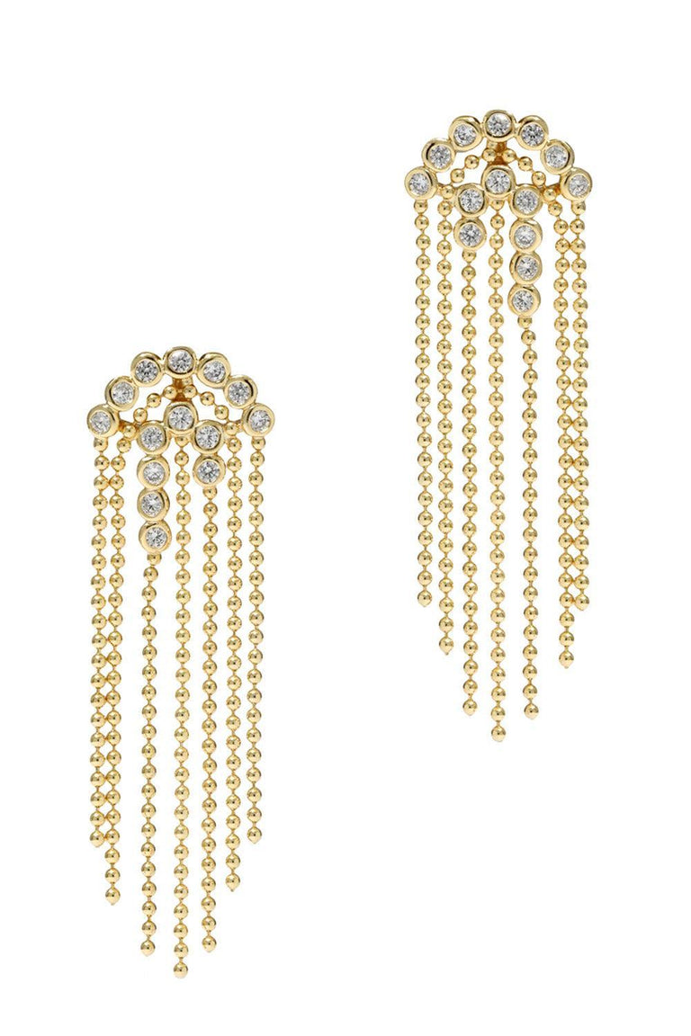 Cubic Zirconia Asterales Bubble Fringe Chandelier Earrings