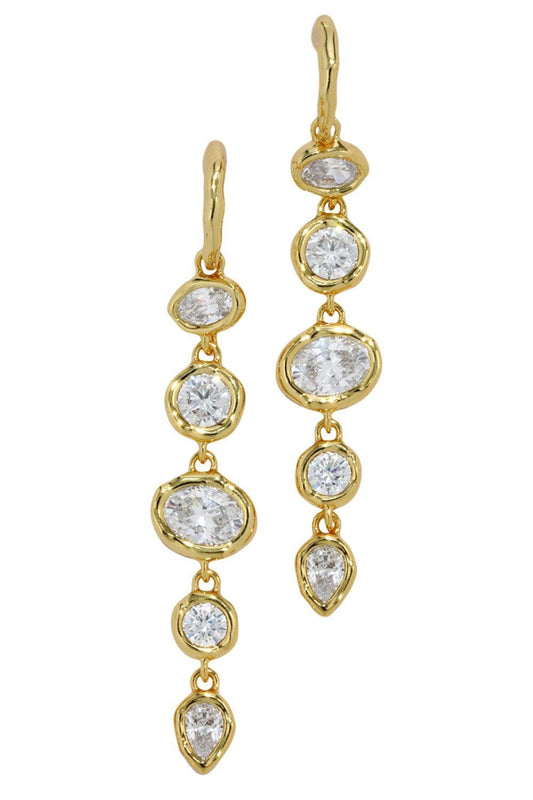 Cubic Zirconia Asterales Linked Hoop Drop Earrings-YELLOW-JEWELRYBOUTIQUEEARRING-ALEXIS BITTAR