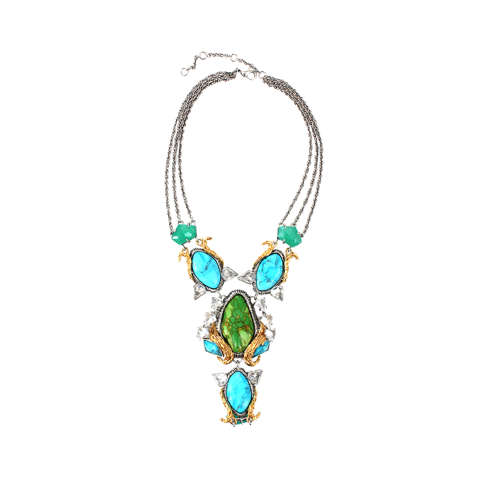 ALEXIS BITTAR-Olmeca Turquoise Bib Necklace-GOLD