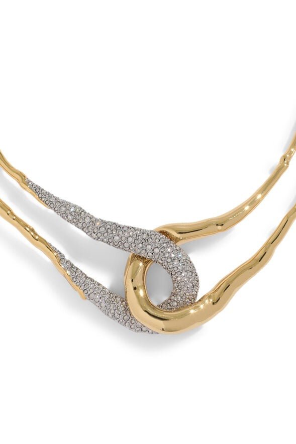 ALEXIS BITTAR-Solanales Crystal Interlock Necklace-GOLD