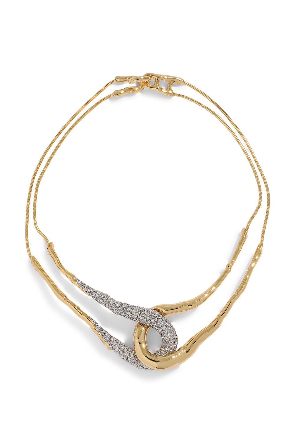 ALEXIS BITTAR-Solanales Crystal Interlock Necklace-GOLD