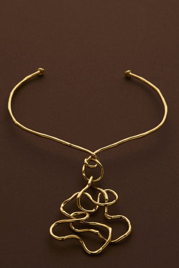 ALEXIS BITTAR-Twisted Gold Statement Collar Necklace-GOLD