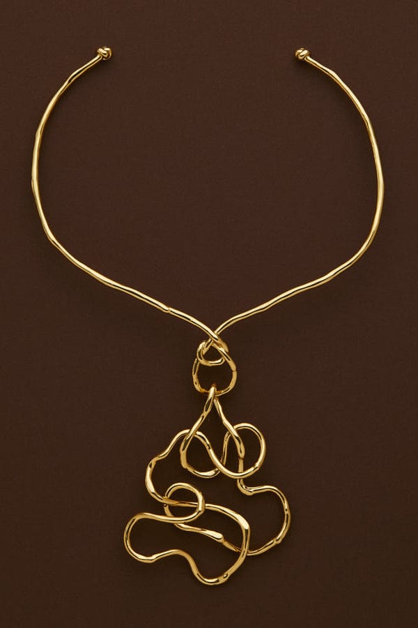 ALEXIS BITTAR-Twisted Gold Statement Collar Necklace-GOLD