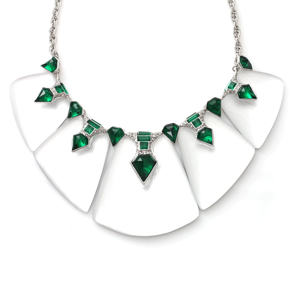 ALEXIS BITTAR-Crystal Deco Petal Bib Necklace-SILVER
