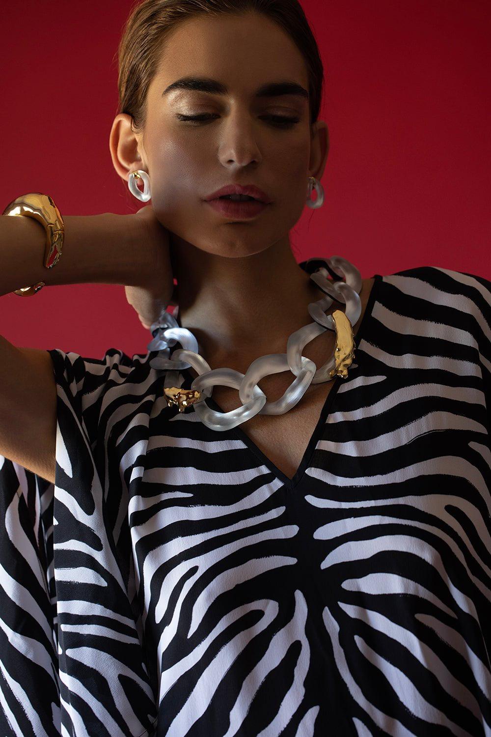 ALEXIS BITTAR-Extra Large Lucite Molten Necklace-SILVER