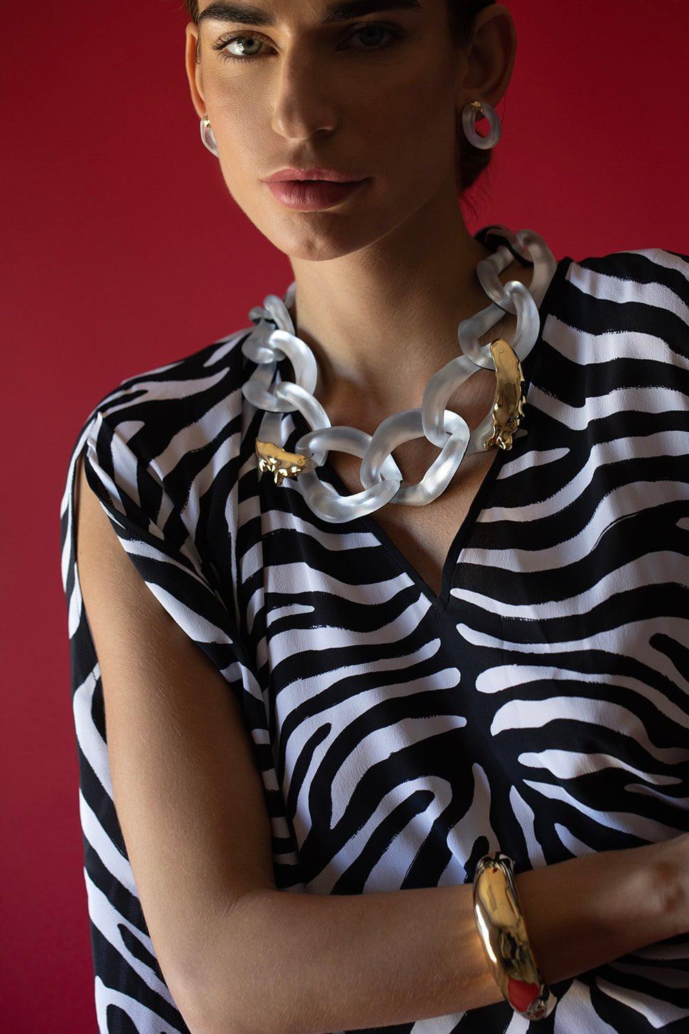 ALEXIS BITTAR-Extra Large Lucite Molten Necklace-SILVER