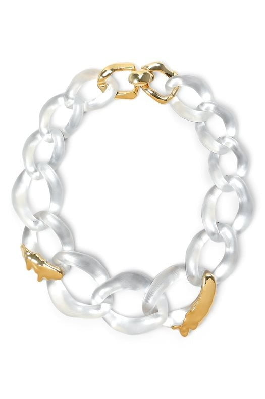 ALEXIS BITTAR-Extra Large Lucite Molten Necklace-SILVER