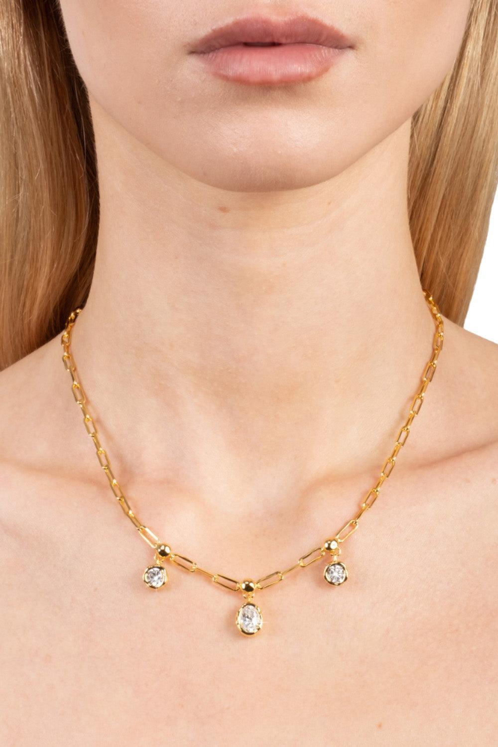  Cubic Zirconia Asterales Petite Drop Necklace-YELLOW-JEWELRYBOUTIQUENECKLACE O-ALEXIS BITTAR 