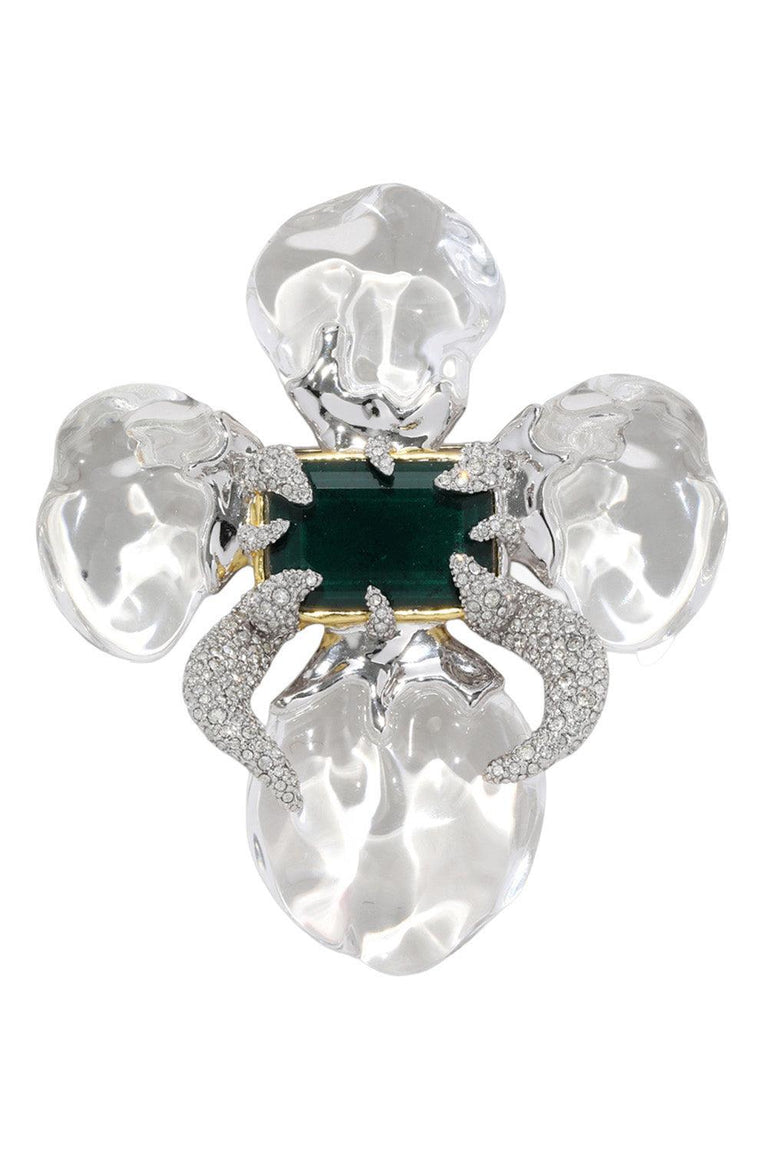 Crystal Silverlake Lucite Flower Pin