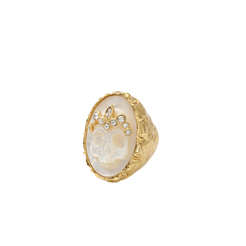 ALEXIS BITTAR-Muse D'or Agate Skull Signet Ring-7