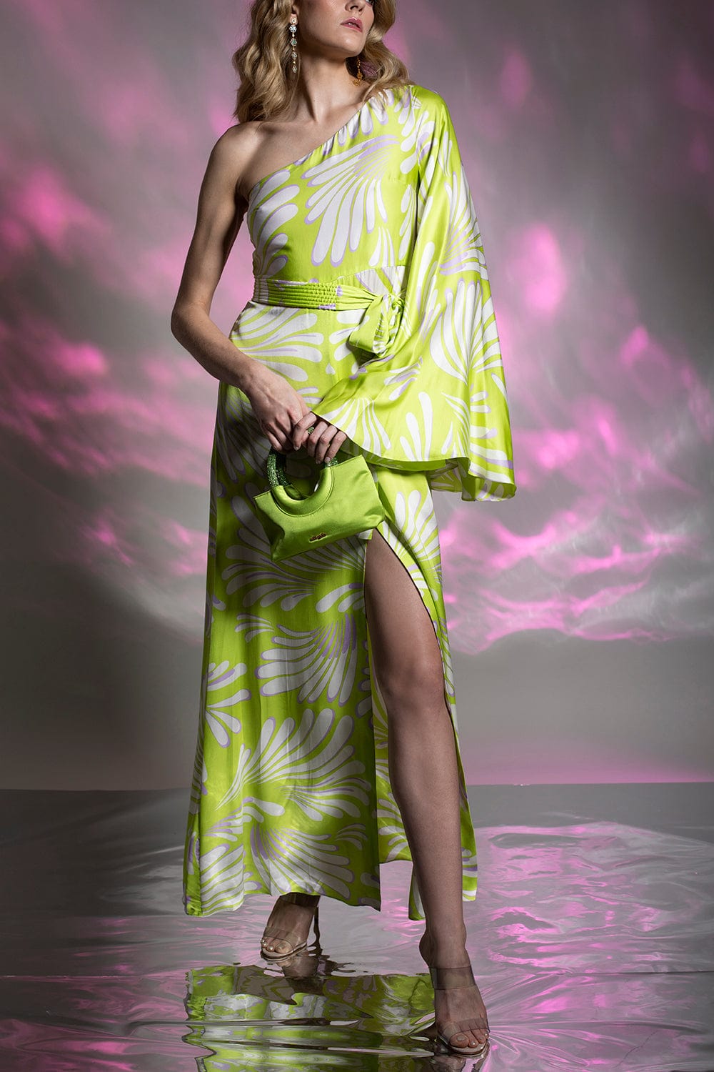 ALEXIS-Lio One Shoulder Maxi Dress-