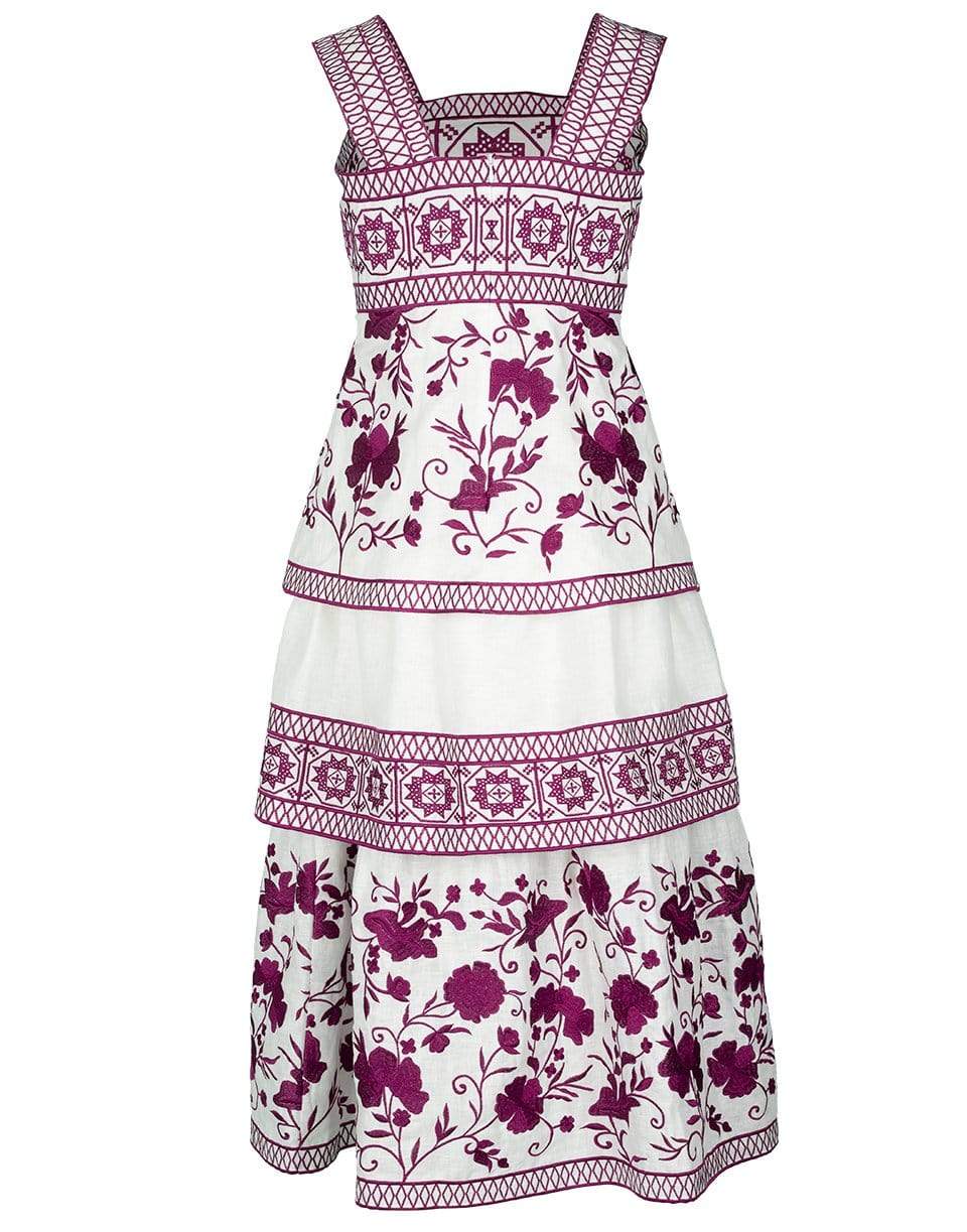 ALEXIS-Verity Print Sleeveless Embroidered Dress-