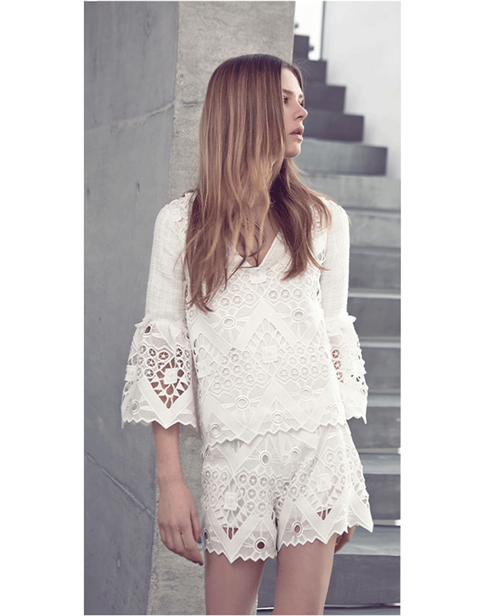 ALEXIS-Gillian Crochet Shorts-WHITE