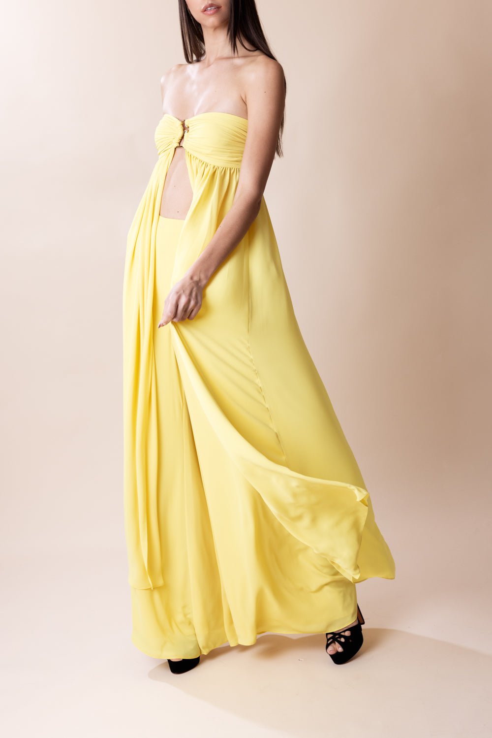 Alexis Quince Crepe High Rise Straight-leg Pants in Yellow