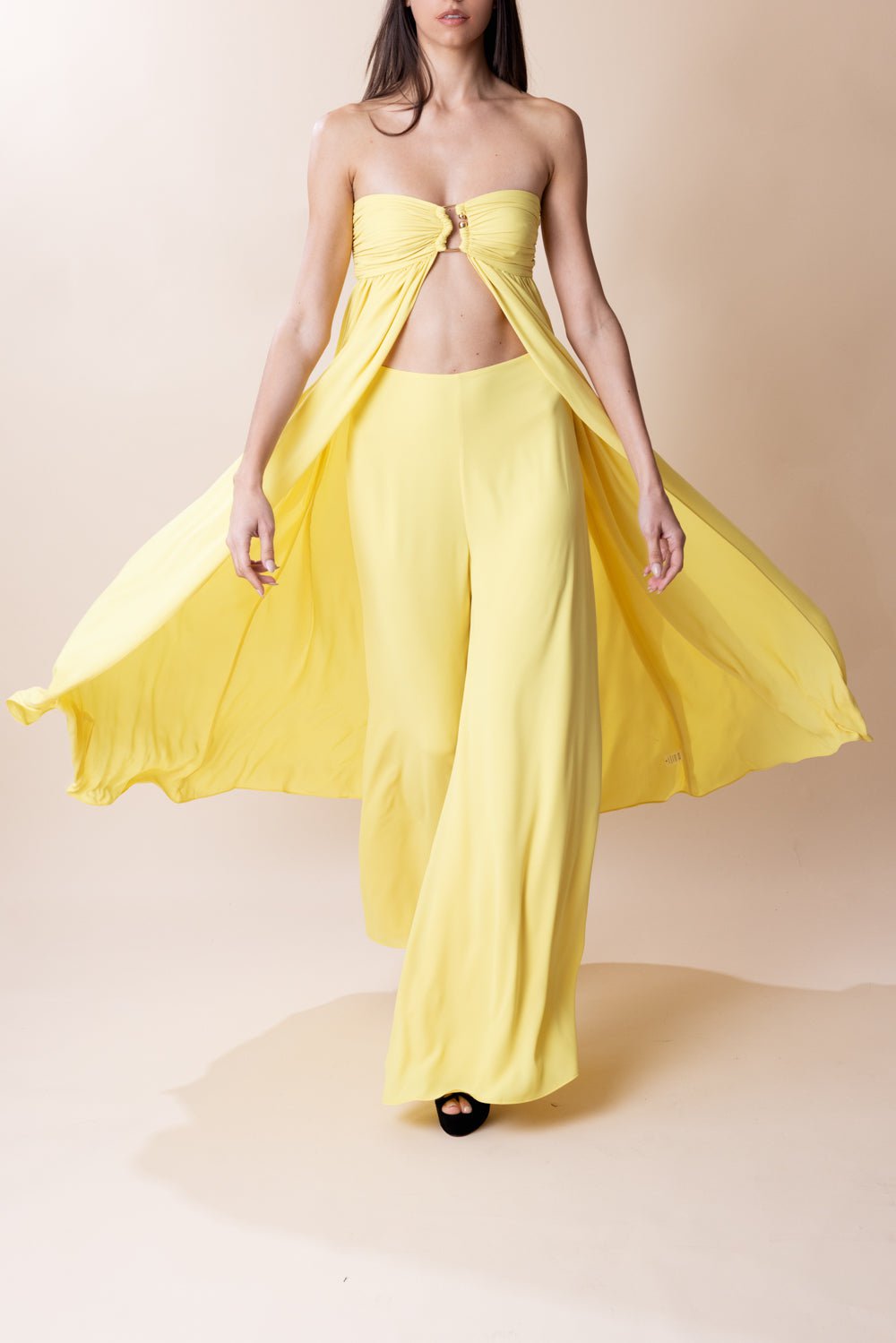 Alexis Quince Crepe High Rise Straight-leg Pants in Yellow