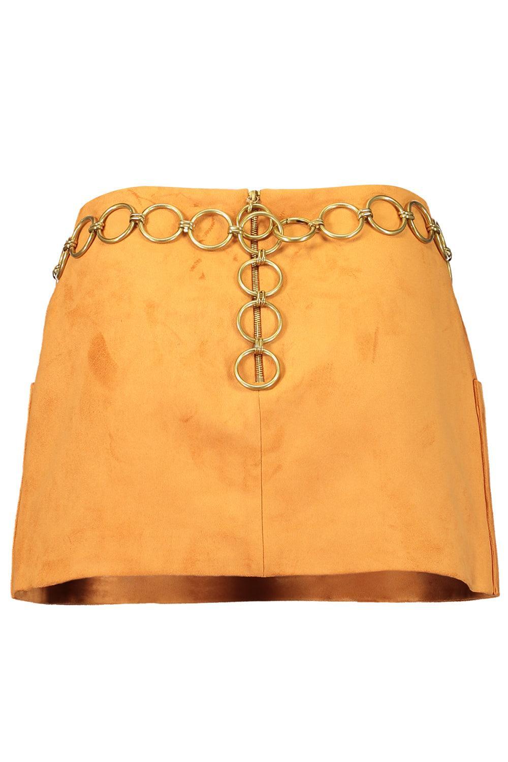 Nita Suede Skirt With Belt-SIENNA-XS-CLOTHINGSKIRTMINI-ALEXIS