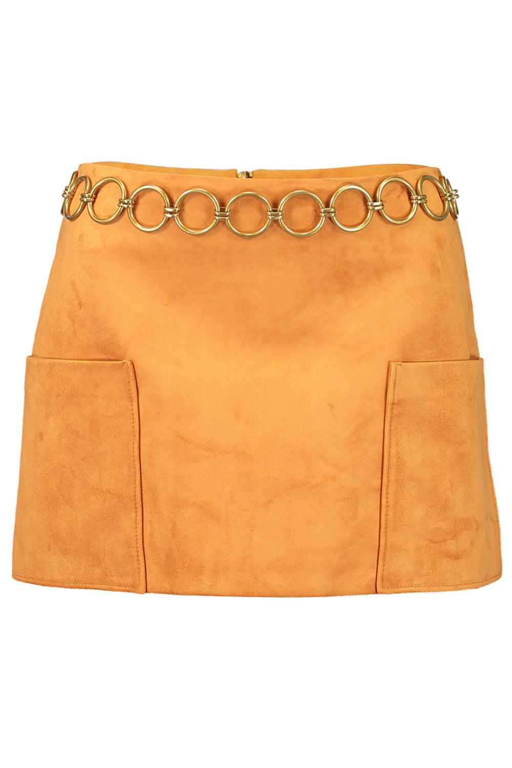 Nita Suede Skirt With Belt-SIENNA-XS-CLOTHINGSKIRTMINI-ALEXIS