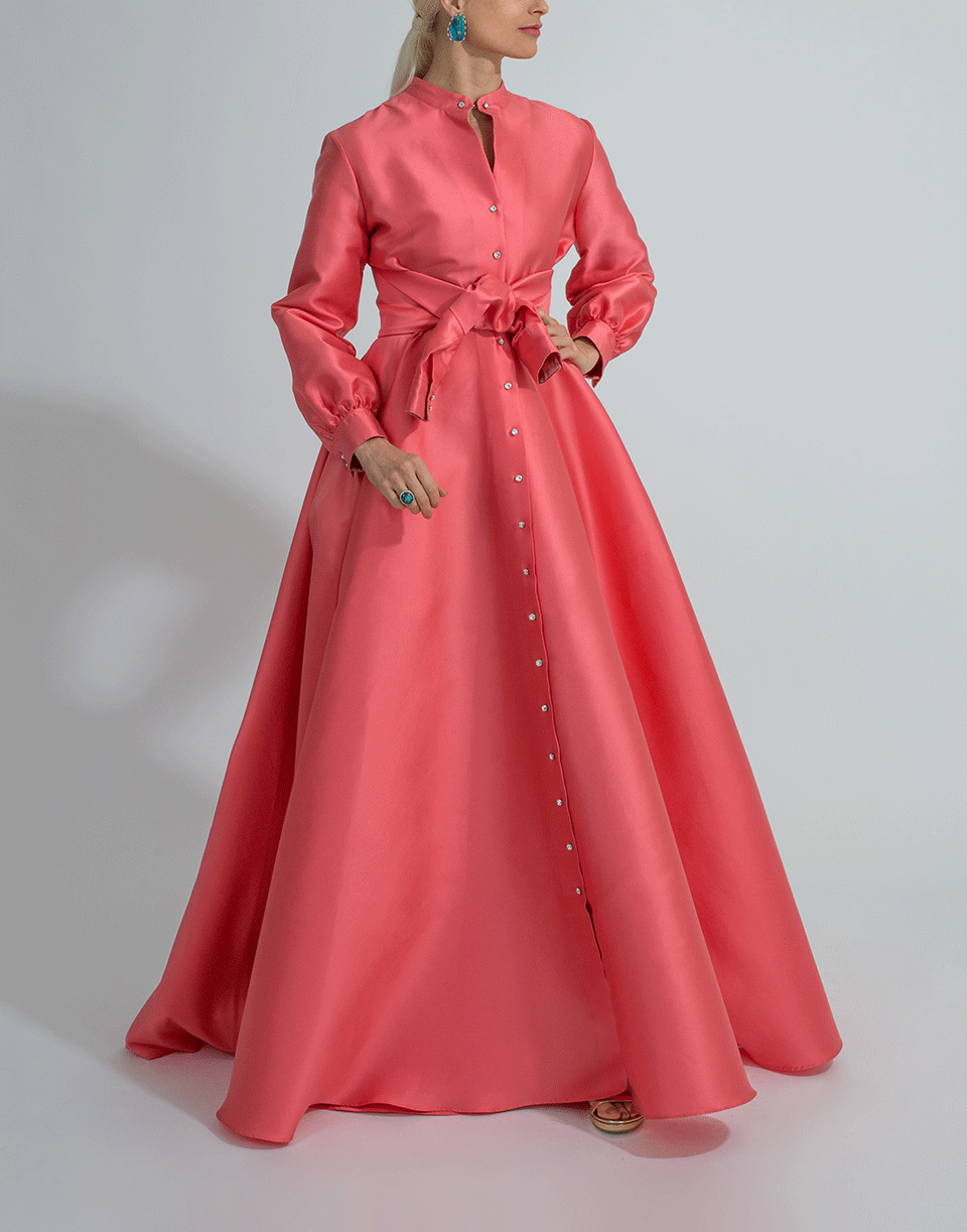 ALEXIS MABILLE-Waisted Tie Gown-CORAL