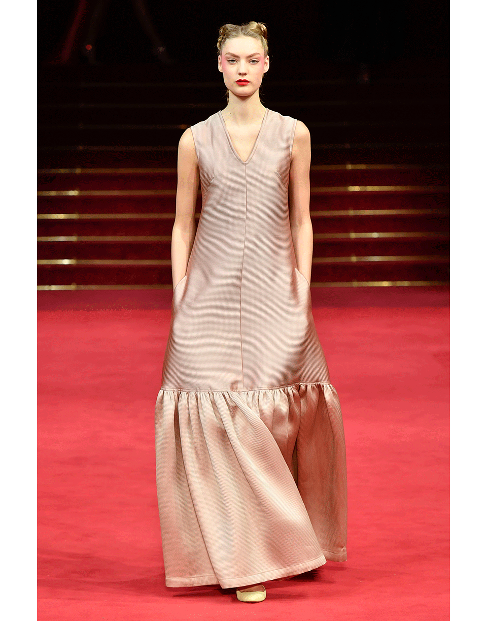 ALEXIS MABILLE-Flounce Hem Dress-ROSE
