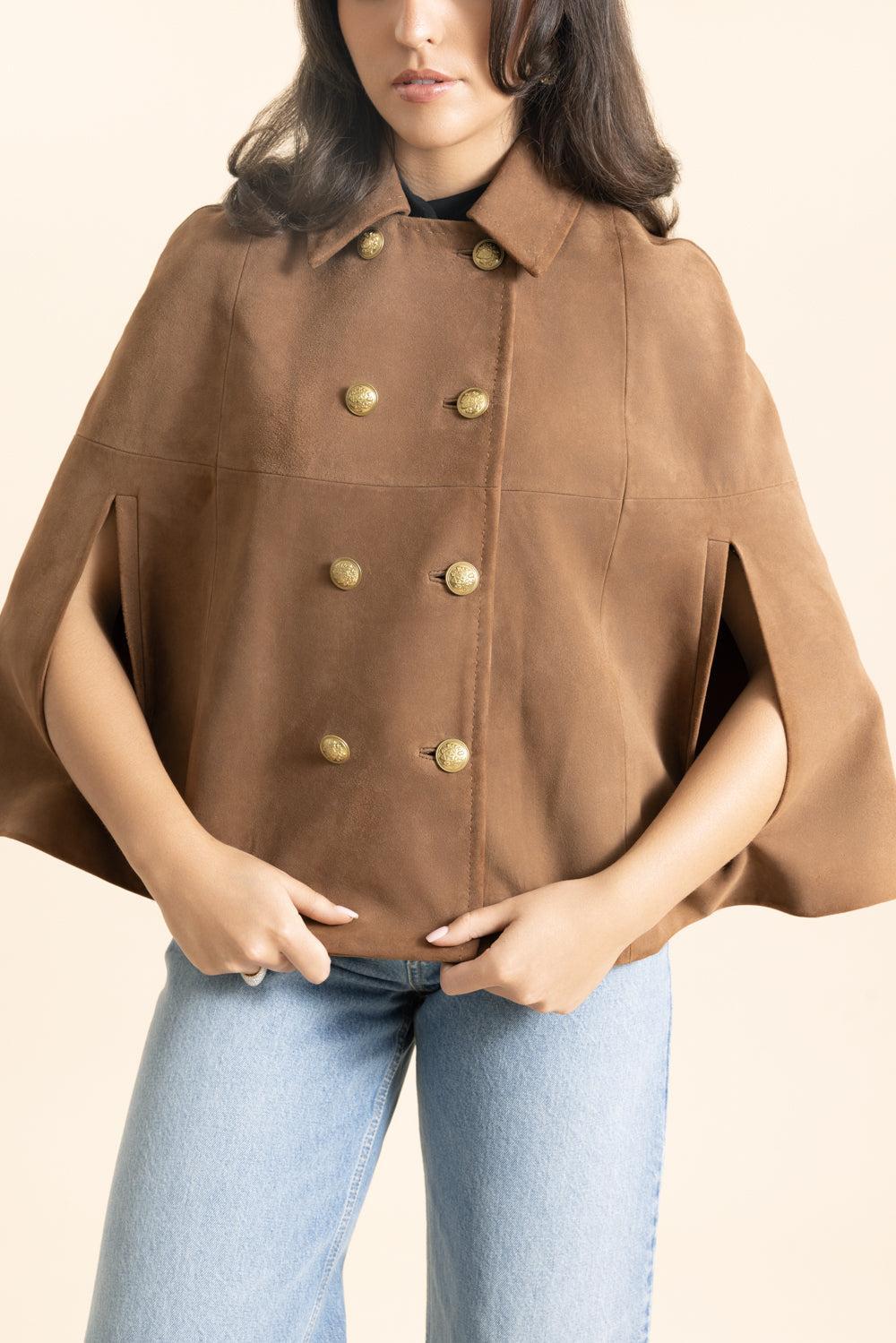 Reynalda Cape Jacket-CAMEL-XS/S-CLOTHINGJACKETLEATHER-ALICE & OLIVIA
