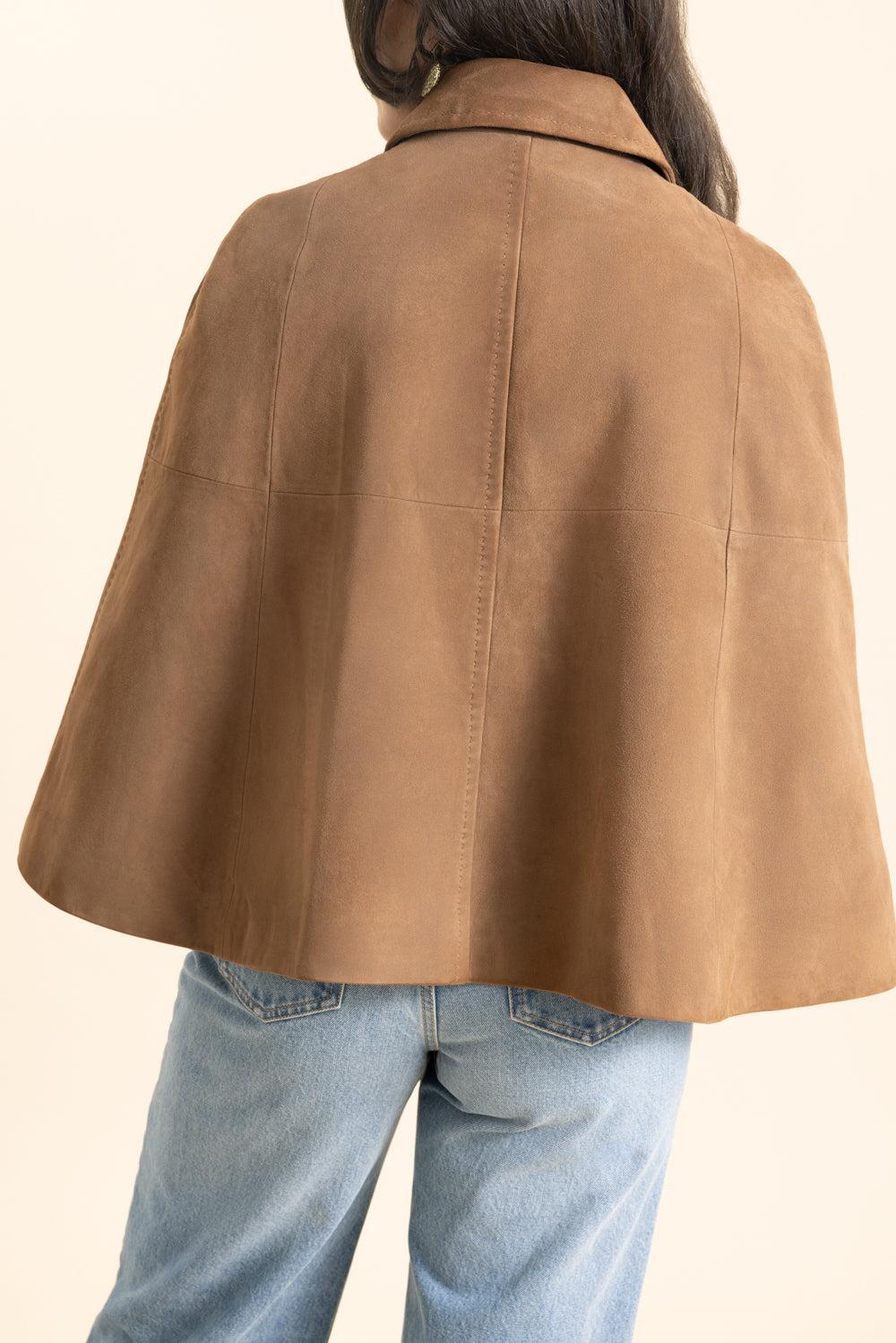 Reynalda Cape Jacket-CAMEL-XS/S-CLOTHINGJACKETLEATHER-ALICE & OLIVIA