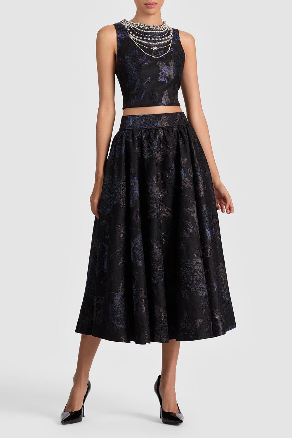 Nilda Volumonous Skirt-BLACK-2-CLOTHINGSKIRTMIDI-ALICE & OLIVIA