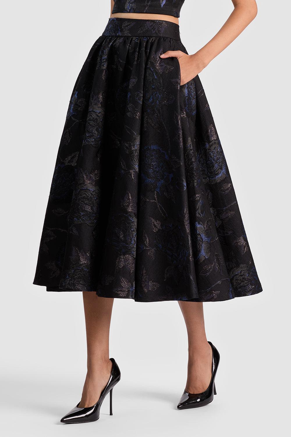 Nilda Volumonous Skirt-BLACK-2-CLOTHINGSKIRTMIDI-ALICE & OLIVIA