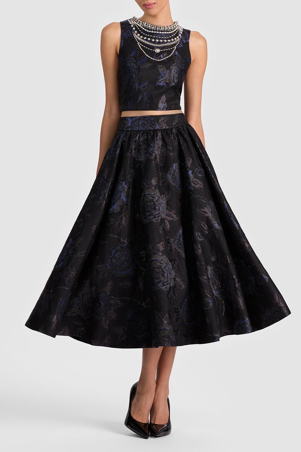 Nilda Volumonous Skirt-BLACK-2-CLOTHINGSKIRTMIDI-ALICE & OLIVIA