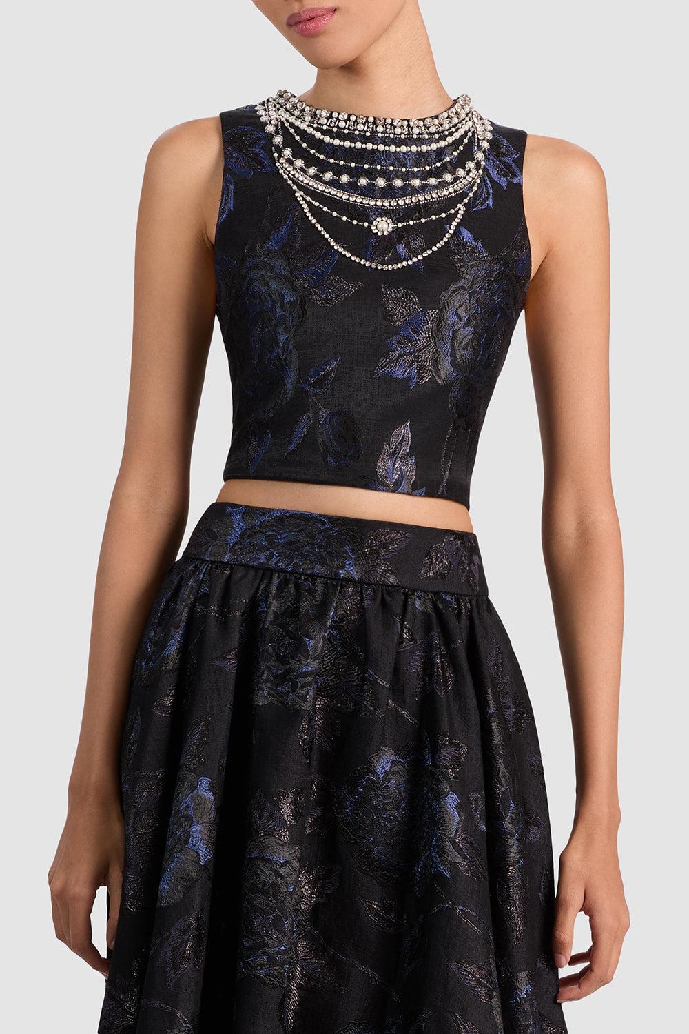 Cherra Embellished Crop Top-BLACK-2-CLOTHINGTOPBLOUSE-ALICE & OLIVIA