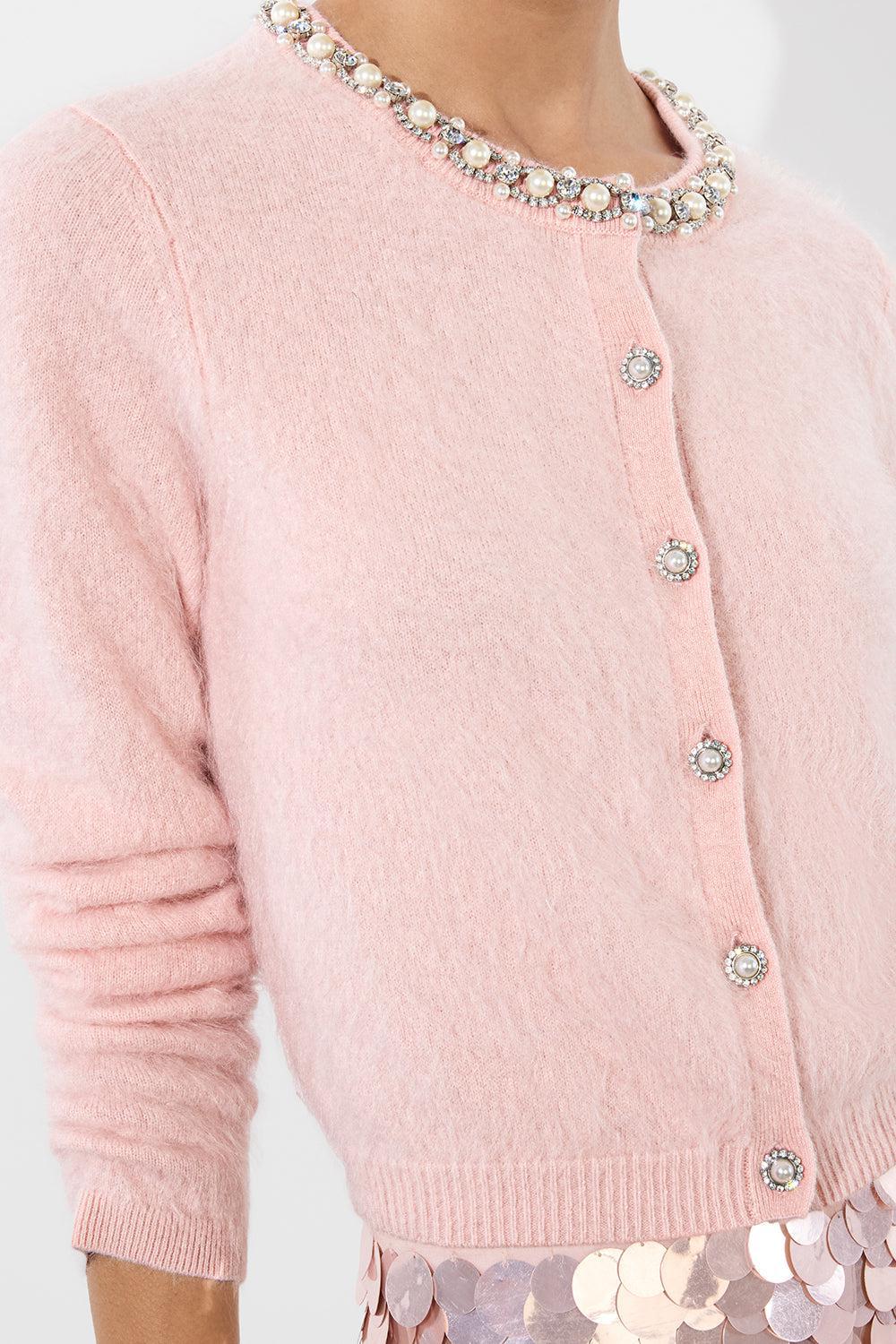 Dollie Cardigan - Blush-BLUSH-XS-CLOTHINGTOPCARDIGAN-ALICE & OLIVIA