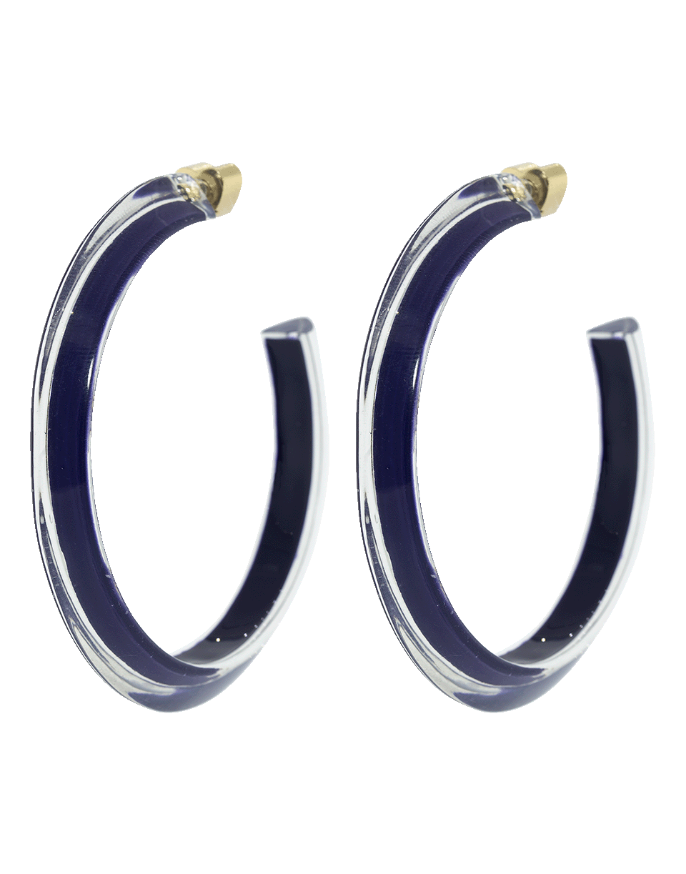 ALISON LOU-Medium Navy LOUcite Jelly Hoops-YELLOW GOLD