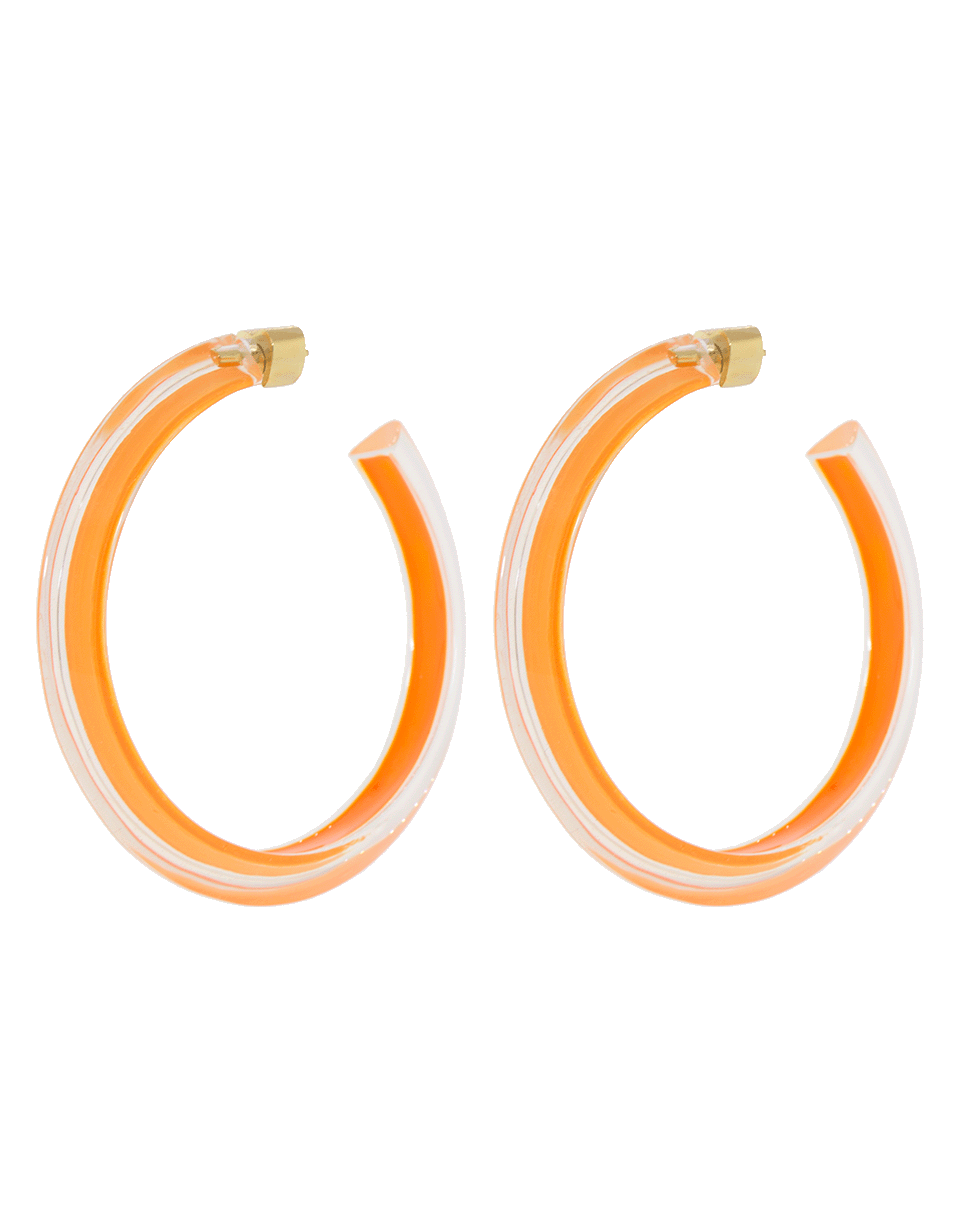 ALISON LOU-Medium Neon Orange Loucite Jelly Hoops-YELLOW GOLD