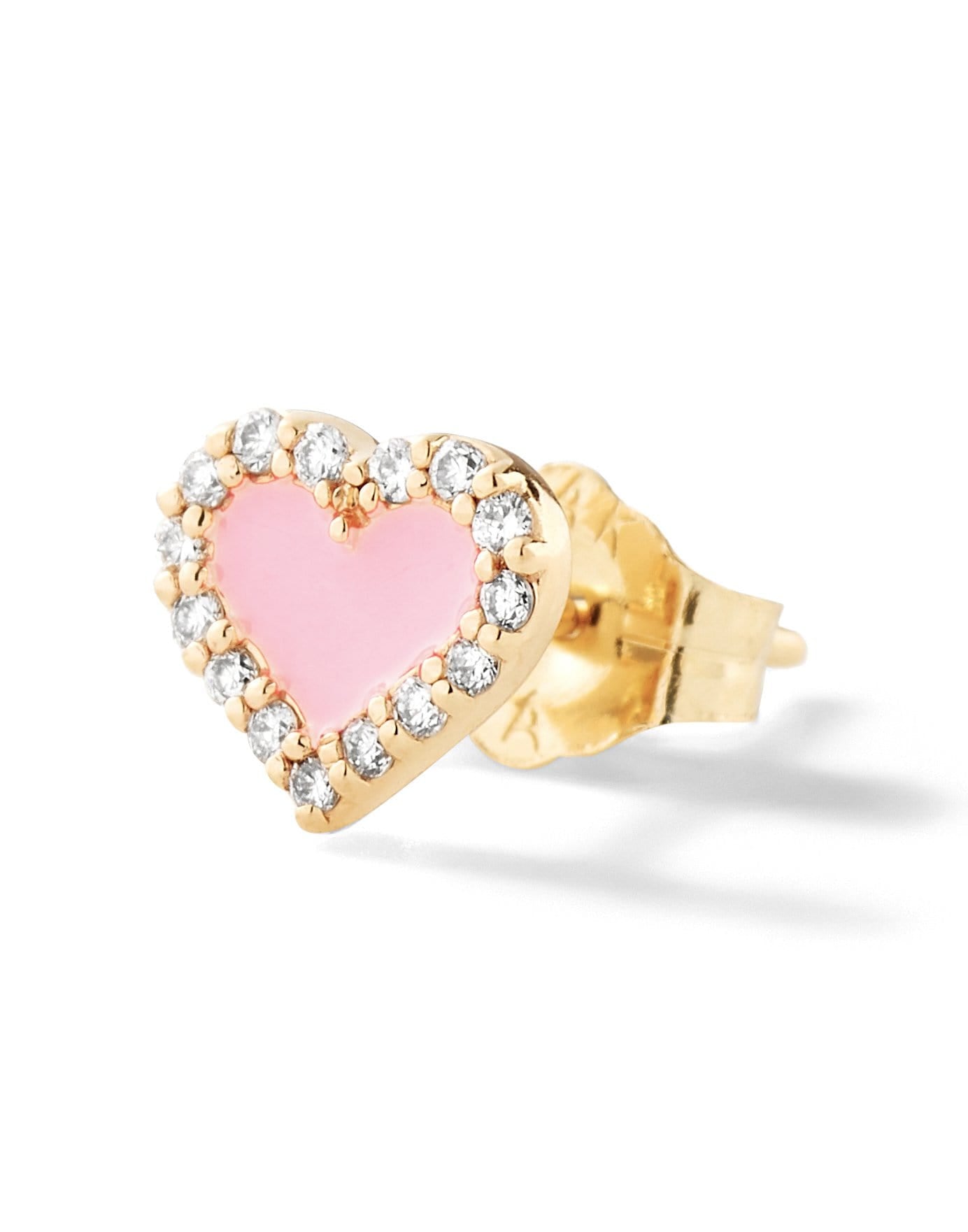ALISON LOU-Rose Clair Heart Diamond Stud-YELLOW GOLD