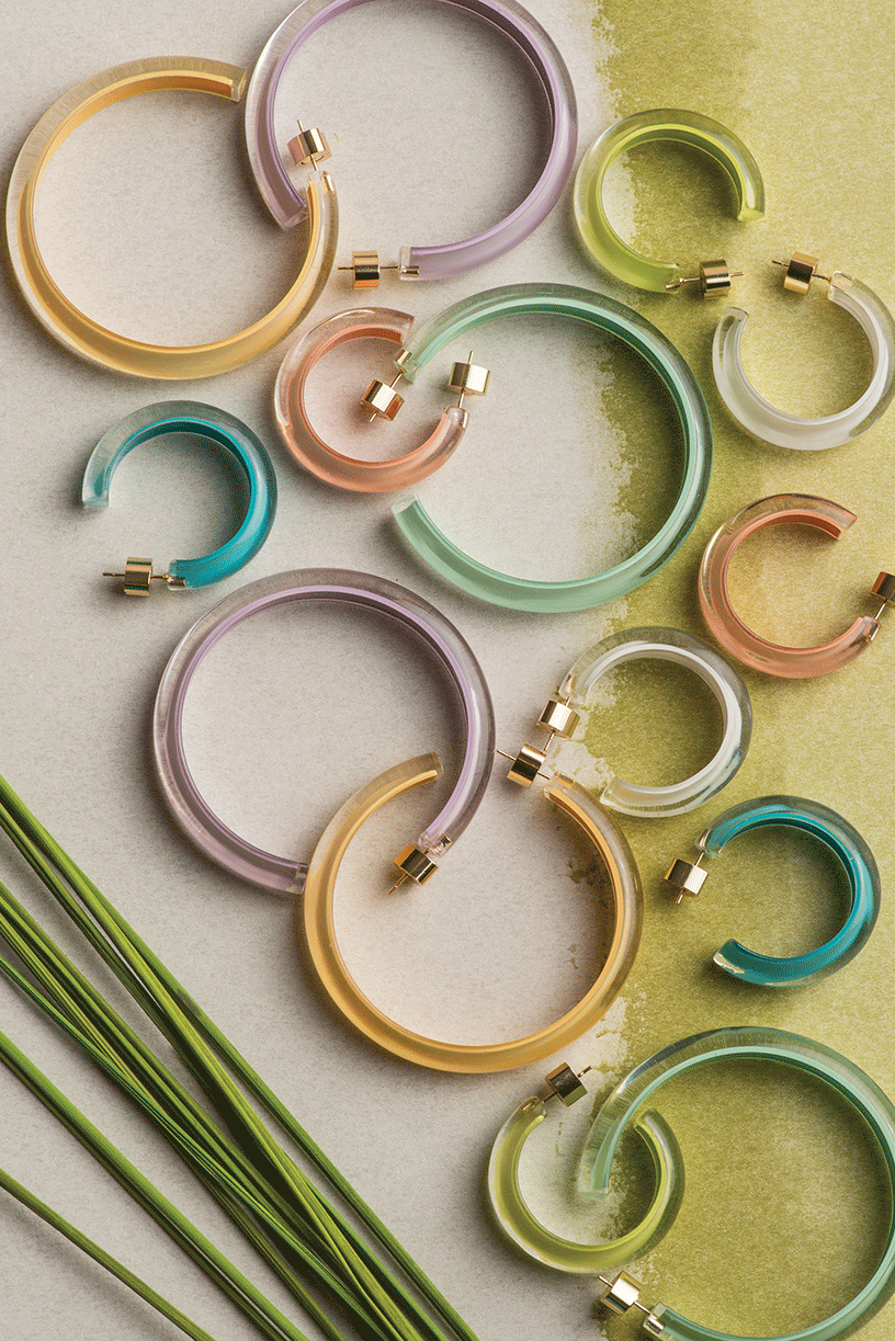 Large White Loucite Jelly Hoops main image 0