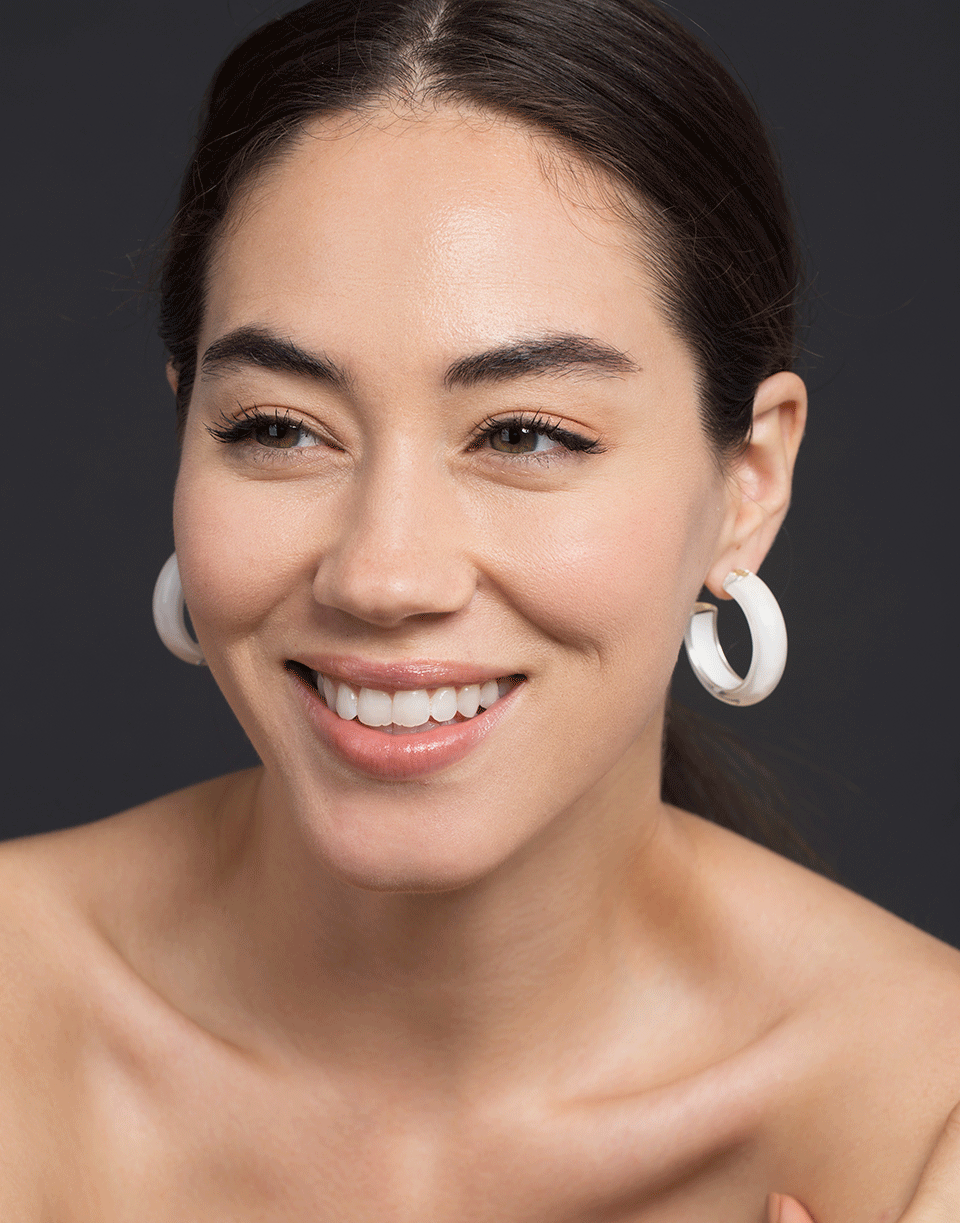 ALISON LOU-Small White LOUcite Jelly Hoops-YELLOW GOLD