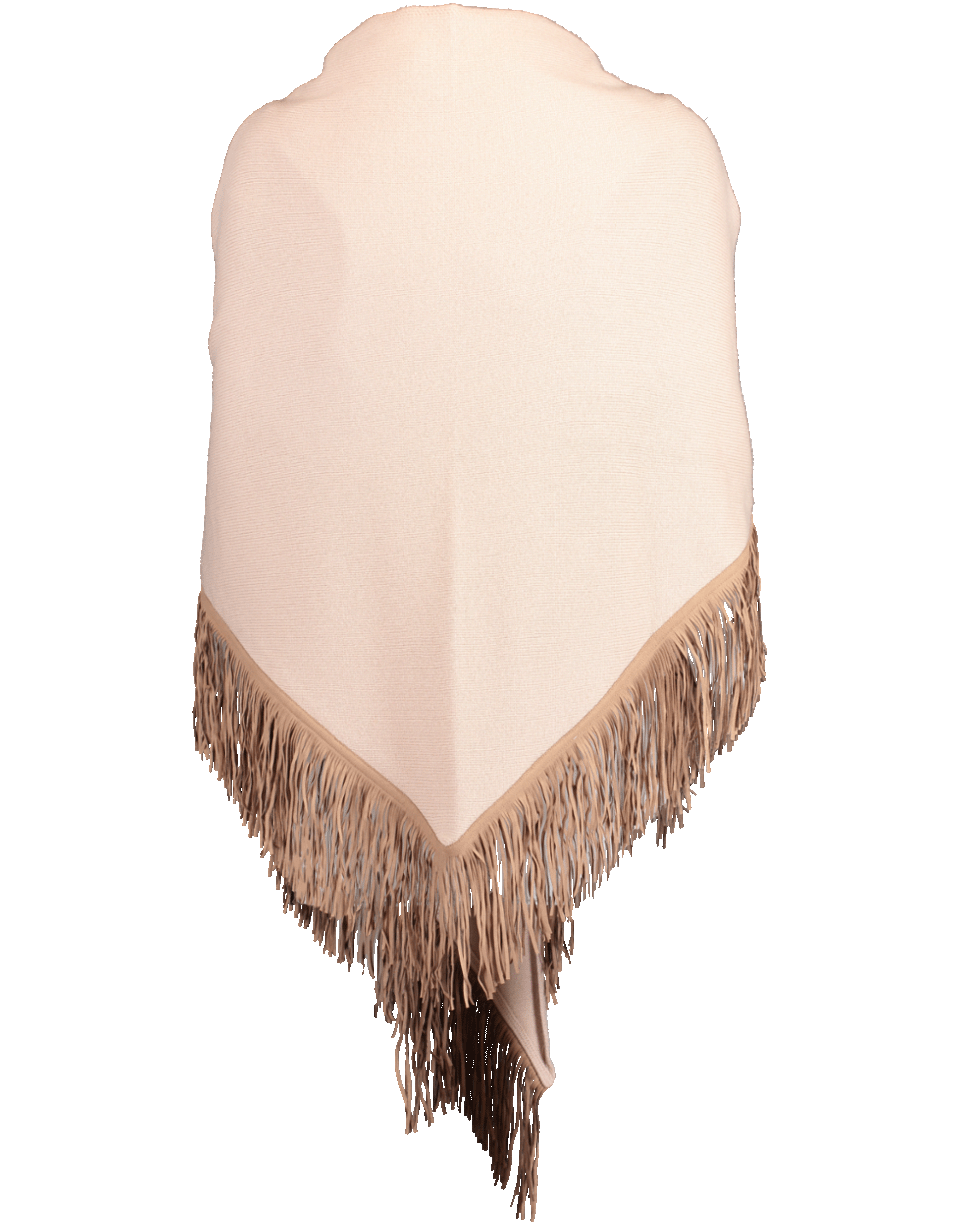 ALLUDE-Fringe Triangle Scarf-CAMEL
