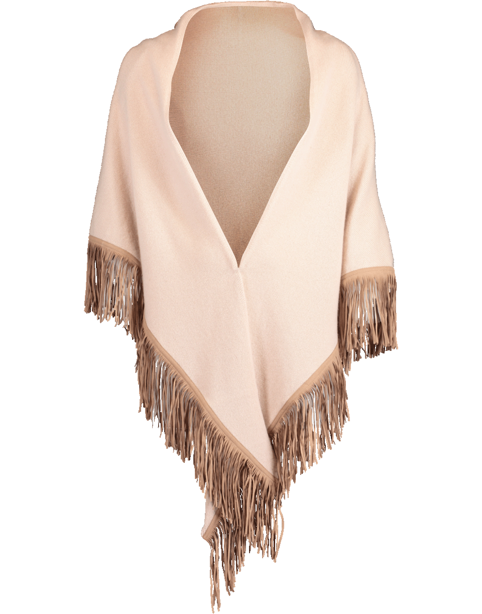 ALLUDE-Fringe Triangle Scarf-CAMEL