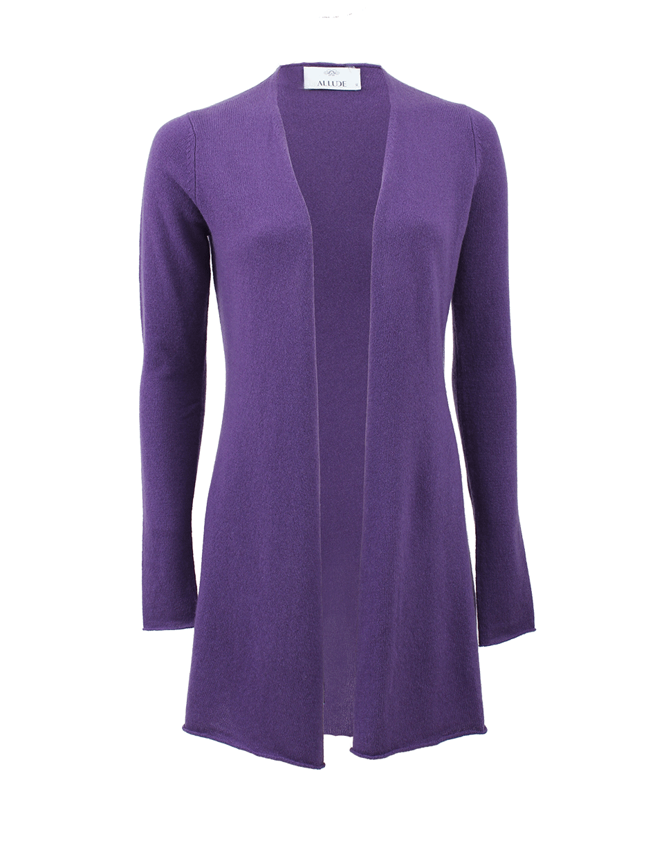 ALLUDE-Long Open Drape Cardigan-