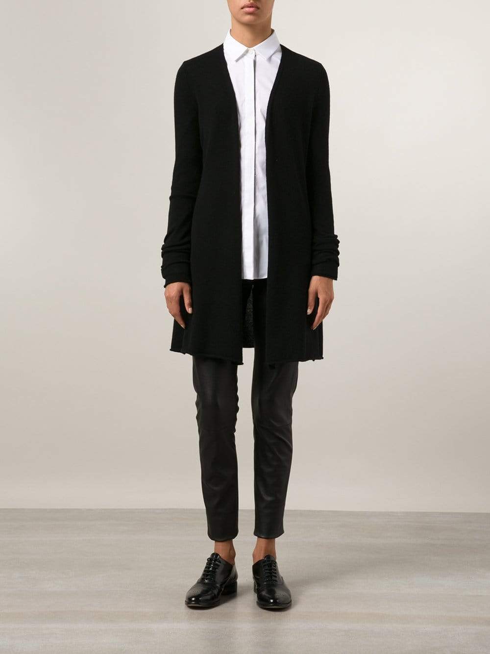 ALLUDE-Long Open Drape Cardigan-